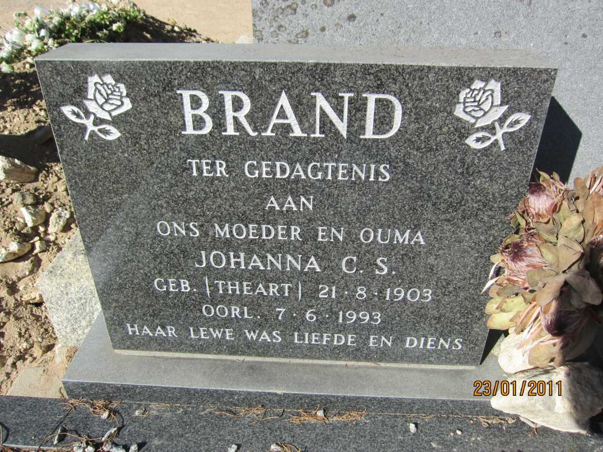 BRAND Johanna C.S. nee THEART 1903-1993
