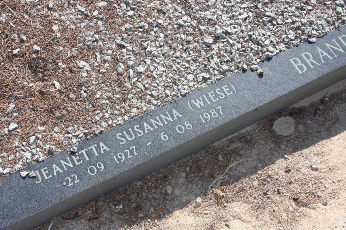 BRAND Jeanetta Susanna nee WIESE 1927-1987