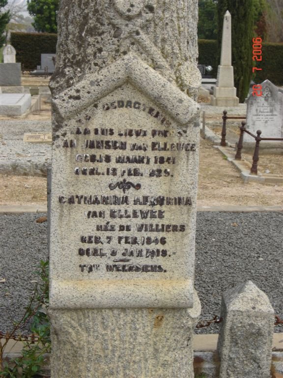 ELLEWEE Jan Jansen, van 1841-1925 &amp; Catharina Hendrina DE VILLIERS 1846-1919