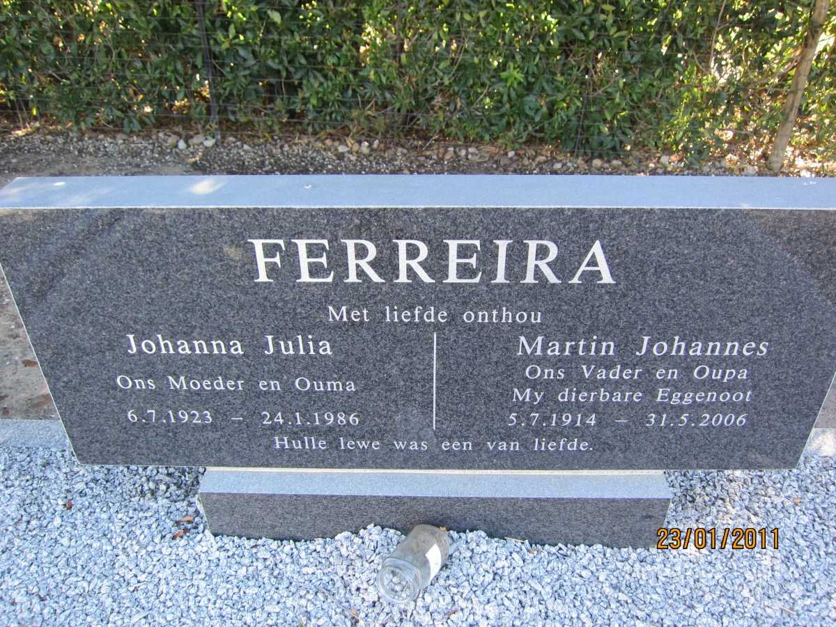 FERREIRA Martin Johannes 1914-2006 &amp; Johanna Julia 1923-1986