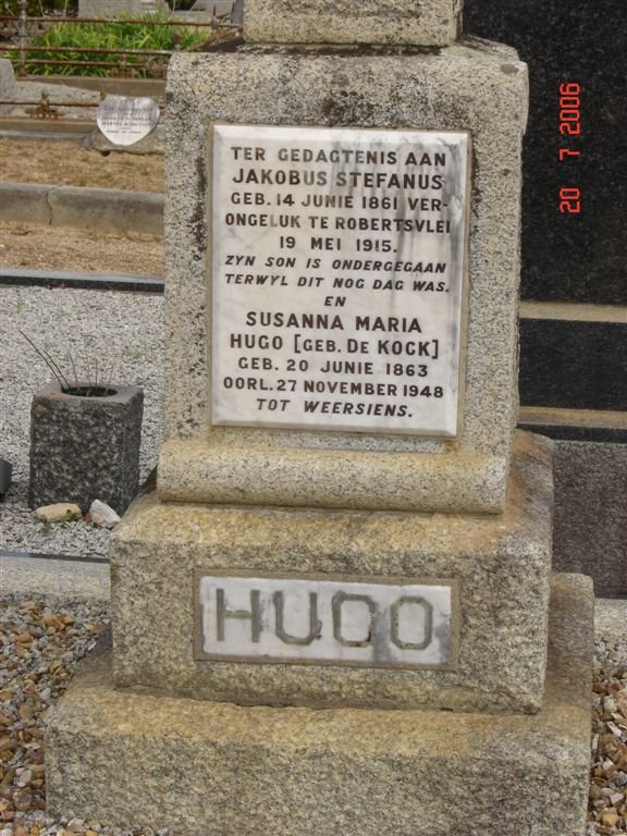 HUGO Jakobus Stefanus 1861-1915 &amp; Susanna Maria DE KOCK 1863-1948