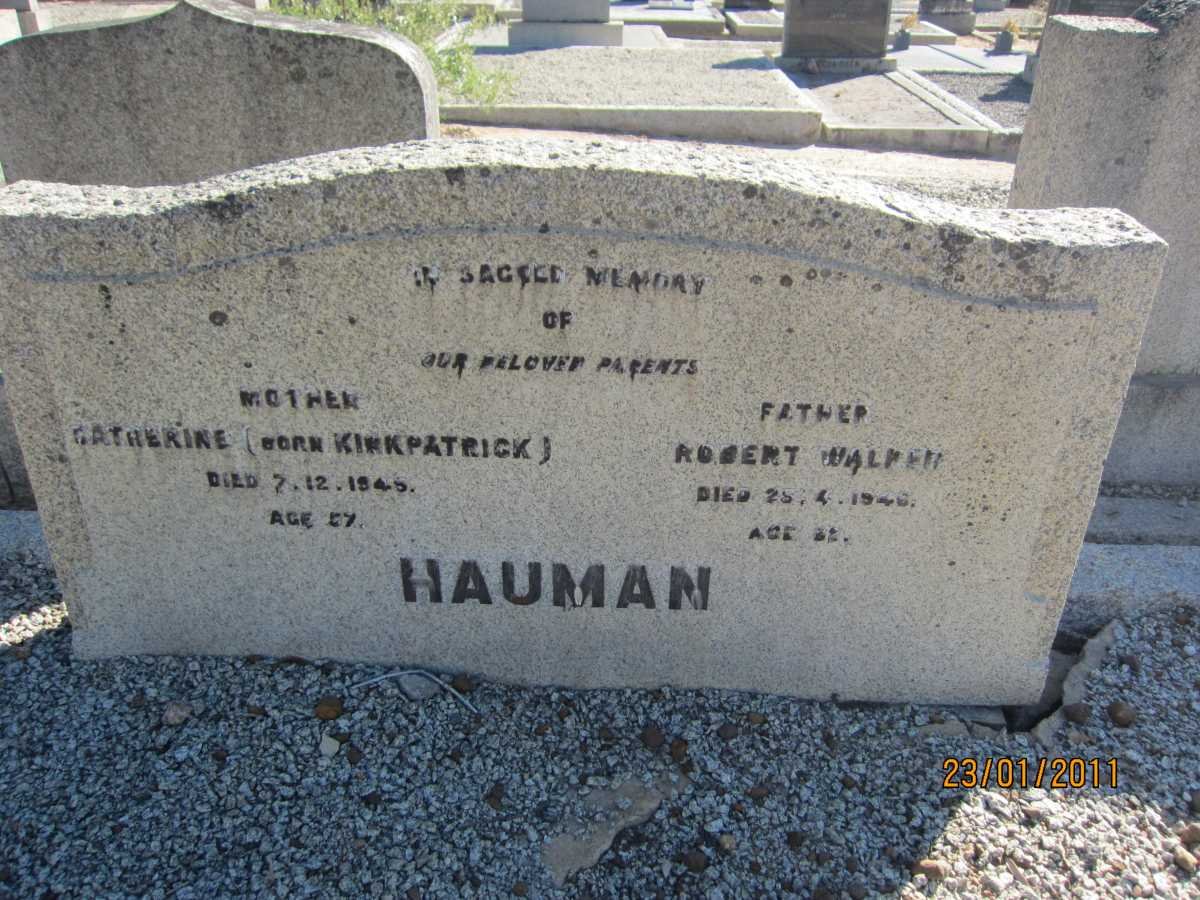 HAUMAN Robert Walker -1946 &amp; Catherine KIRKPATRICK -1945