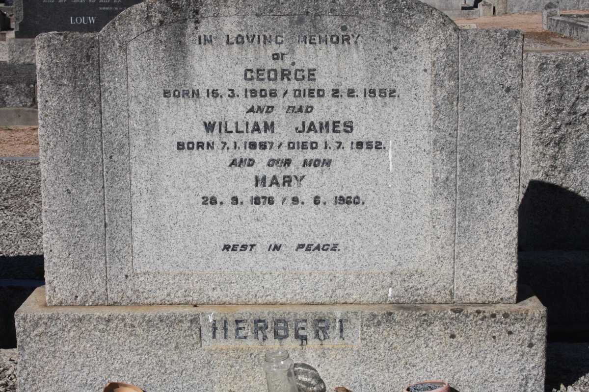 HERBERT George 1806-1852 :: HERBERT William James 1867-1952 &amp; Mary 1876-1970