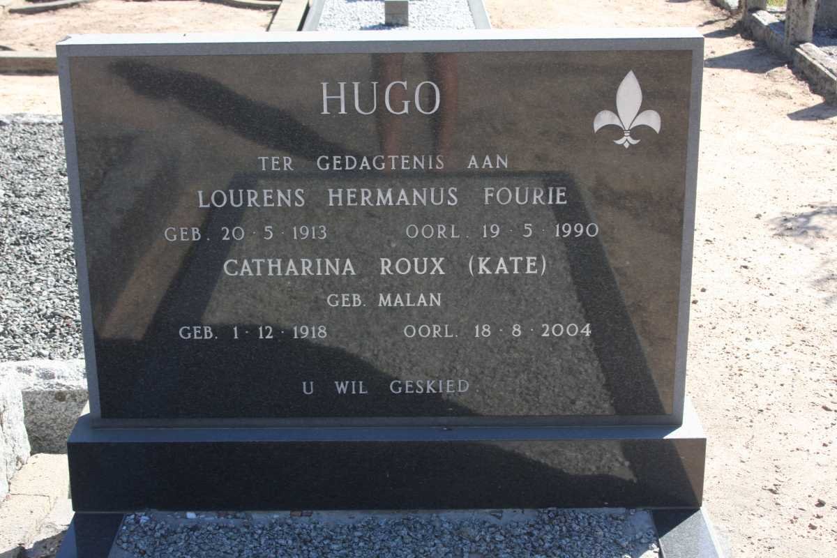 HUGO Lourens Hermanus Fourie 1913-1990 &amp; Catherina Roux MALAN 1918-2004