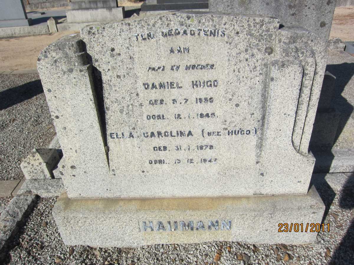 HAUMANN Daniel Hugo 1858-1945 &amp; Ella Carolina HUGO 1879-1942