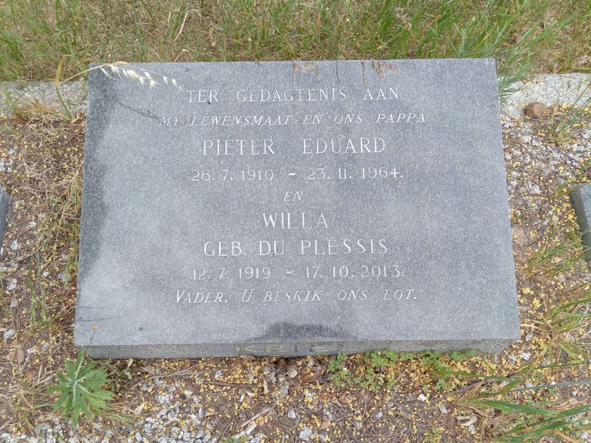 KRIEL Pieter Eduard 1910-1964 &amp; Willa DU PREEZ 1919-2013