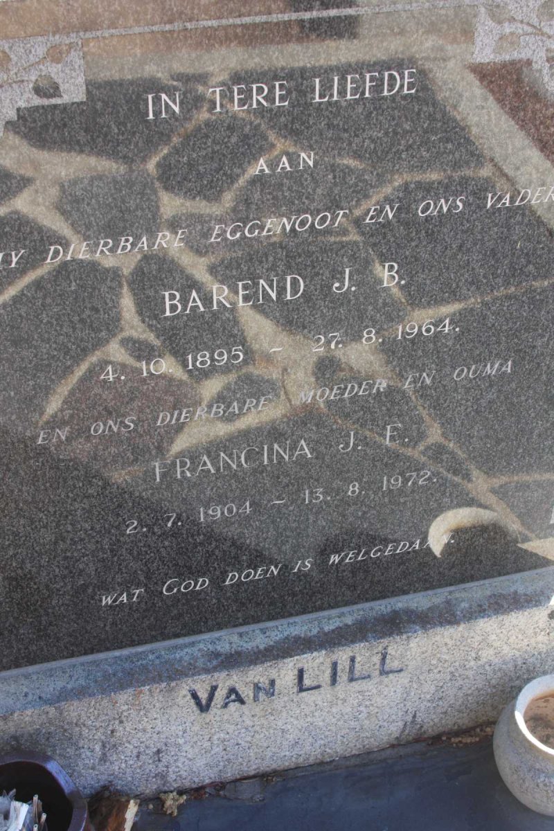 LILL Barend J.B., van 1895-1964 &amp; Francina J.E. 1904-1972