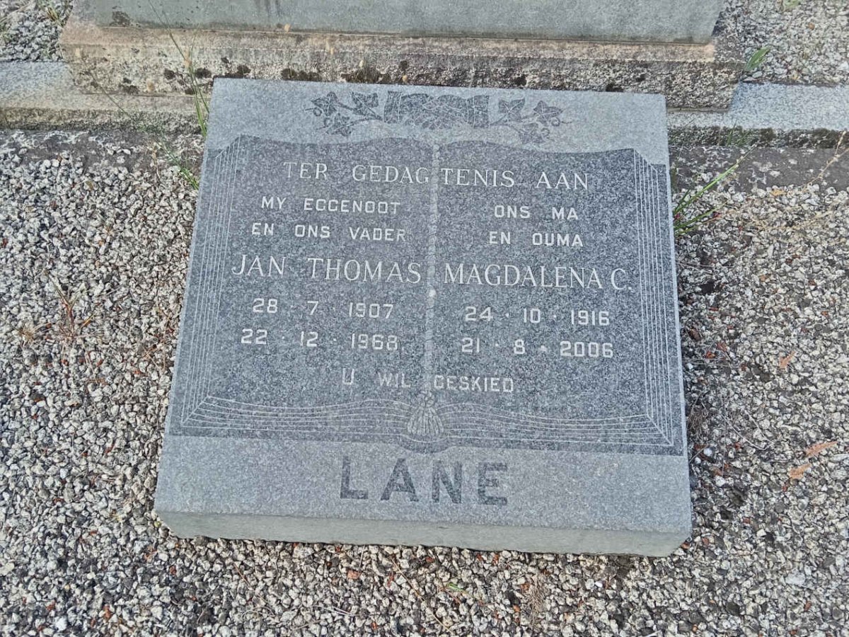 LANE Jan Thomas 1907-1968 &amp; Magdalena C. 1916-2006