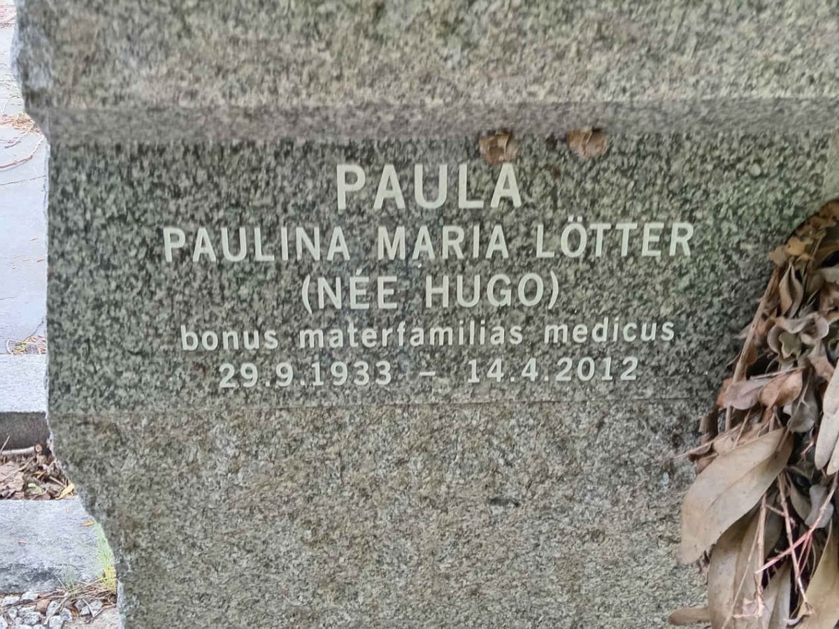 LOTTER Paulina Maria nee HUGO 1933-2012