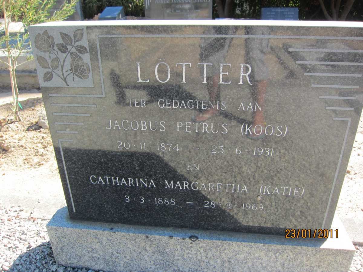 LÖTTER Jacobus Petrus 1874-1931 &amp; Catharina Margaretha 1888-1969