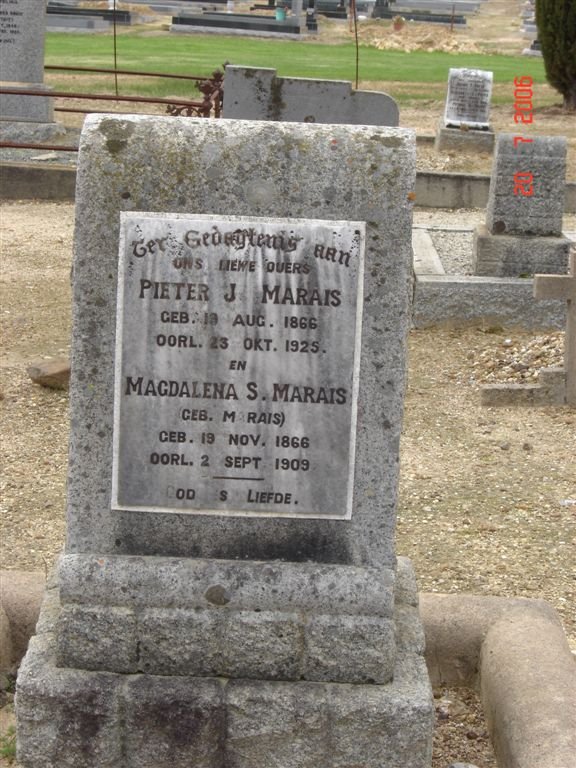 MARAIS Pieter J. 1866-1925 &amp; Magdalena S. MARAIS 1866-1909