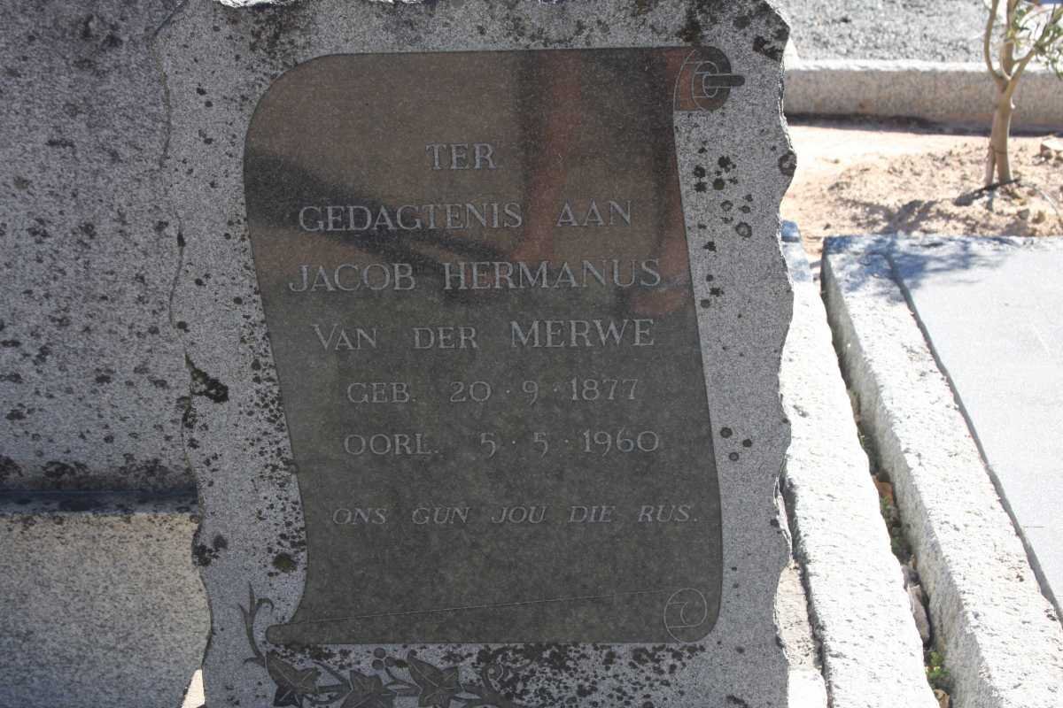 MERWE Jacob Hermanus, van der 1877-1960