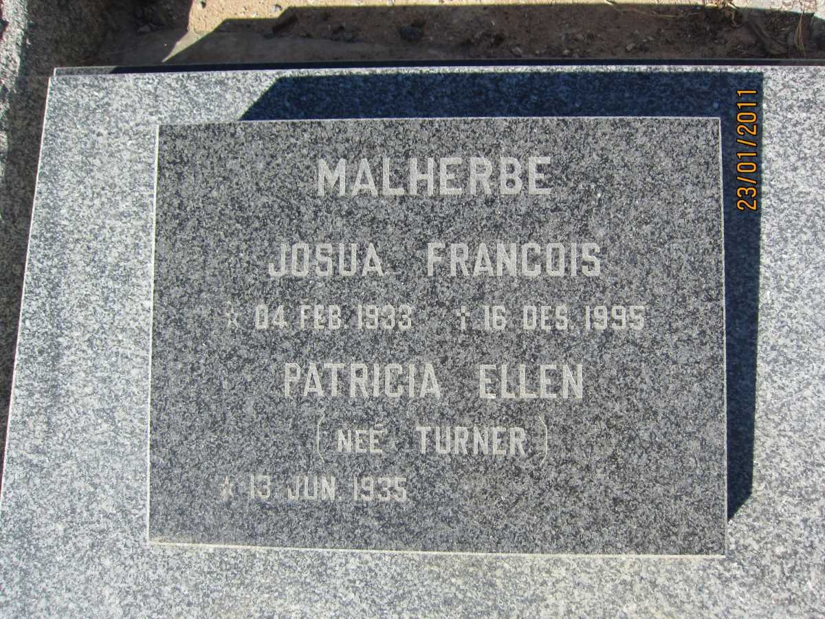 MALHERBE Josua Francois 1933-1995 &amp; Patricia Ellen TURNER 1935-