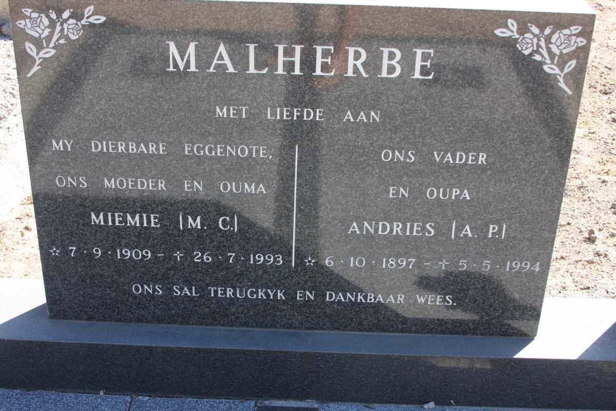 MALHERBE A.P. 1897-1994 &amp; M.C. 1909-1993