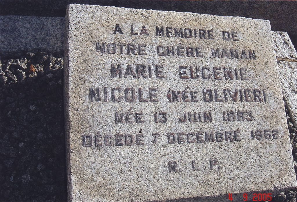NICOLE Marie Eugenie nee OLIVIER 1883-1952