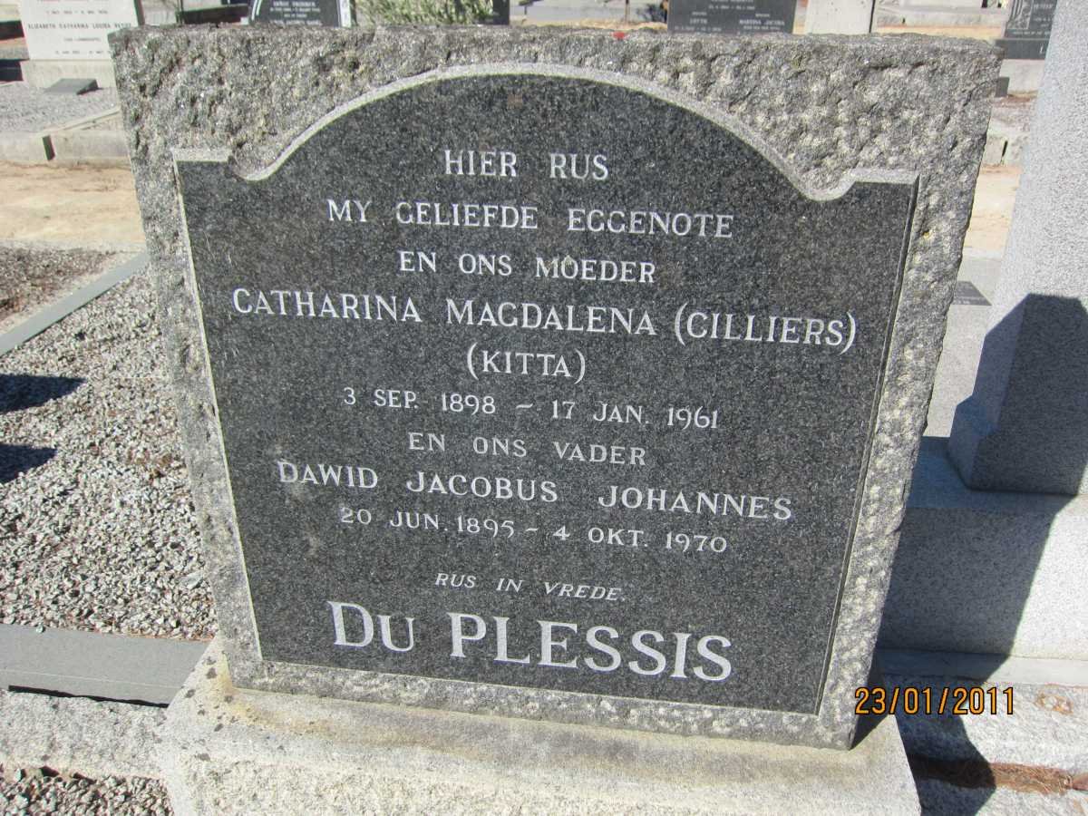 PLESSIS Dawid Jacobus Johannes, du 1895-1970 &amp; Catharina Magdalena CILLIERS 1898-1961