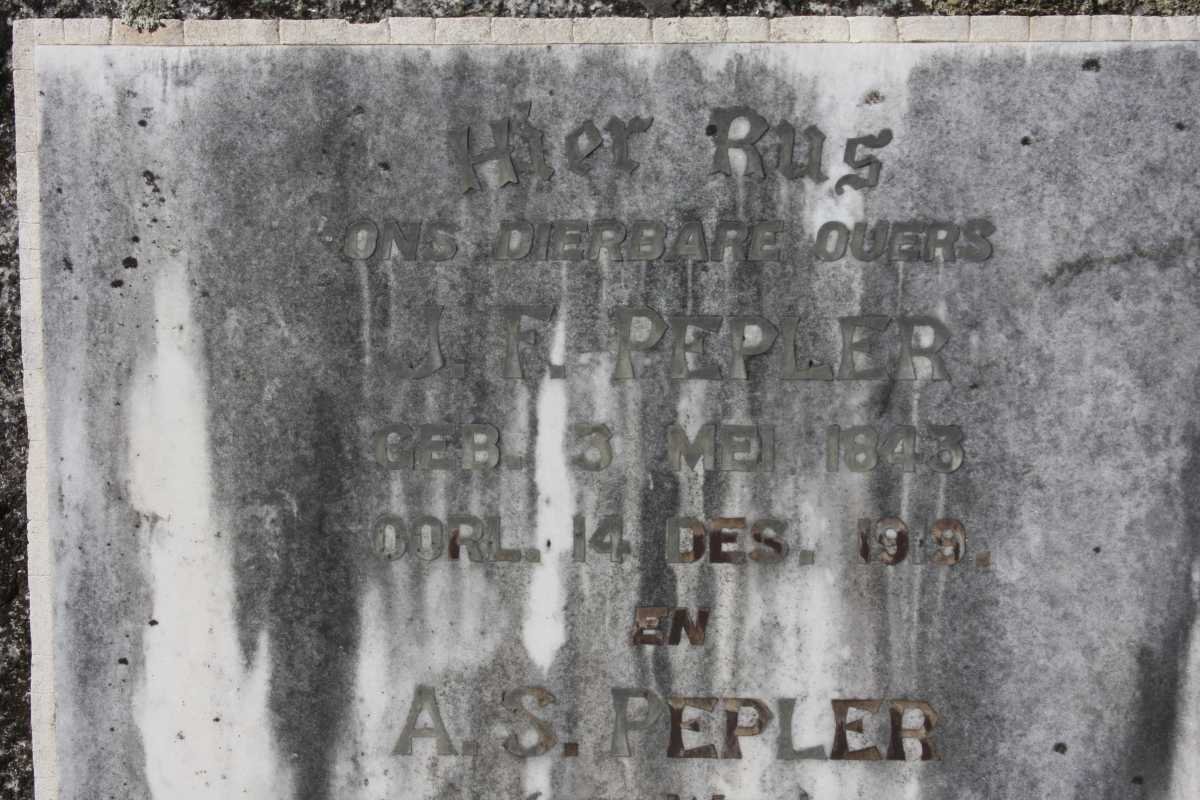 PEPLER J.F.1843-1919 &amp; A.S. DE WET 1845-1928