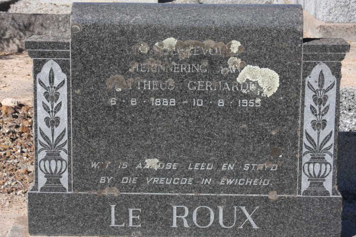 ROUX Mattheus Gerhardus, le 1888-1955