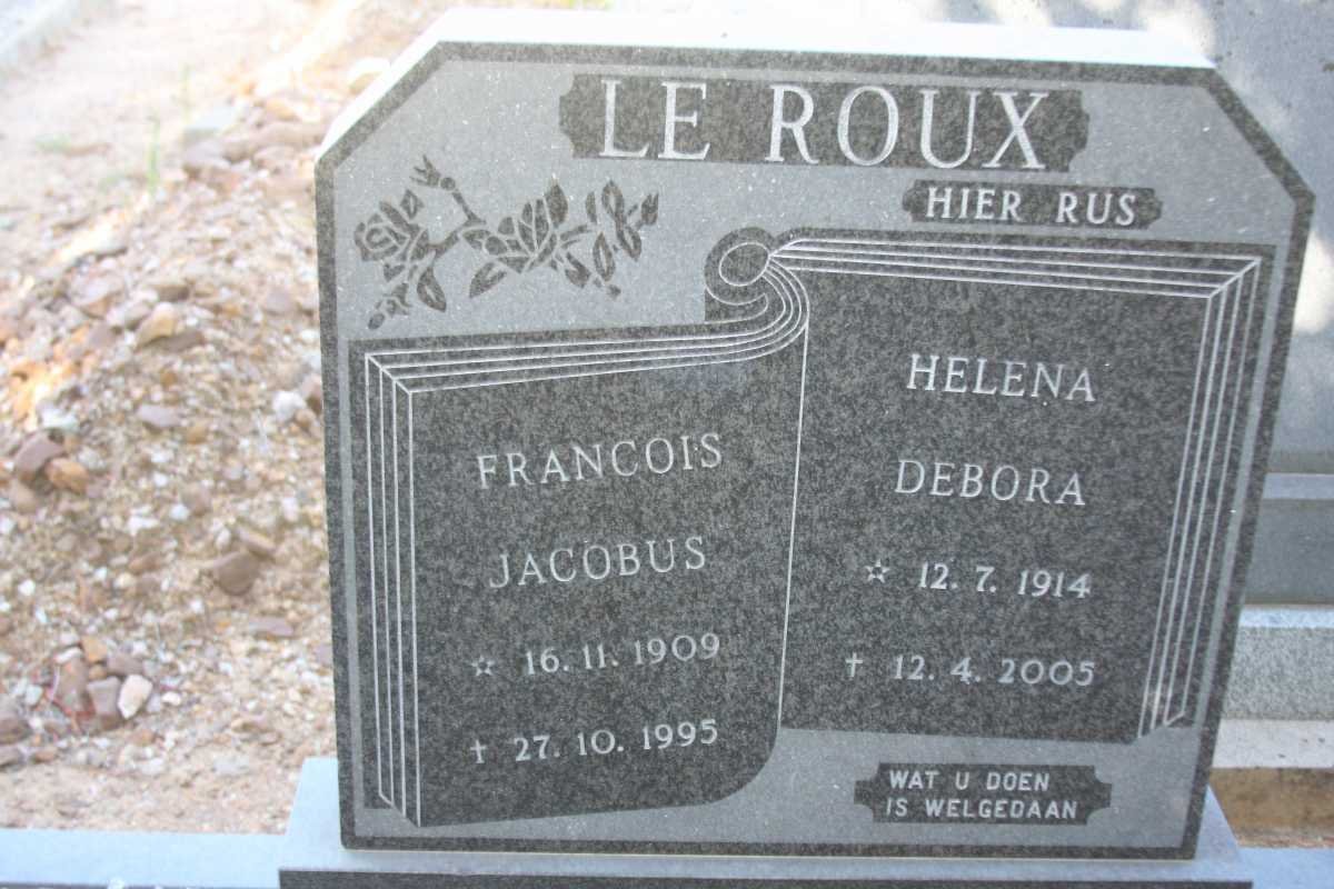 ROUX Francois Jacobus, le 1909-1995 &amp; Helena Debora 1914-2005