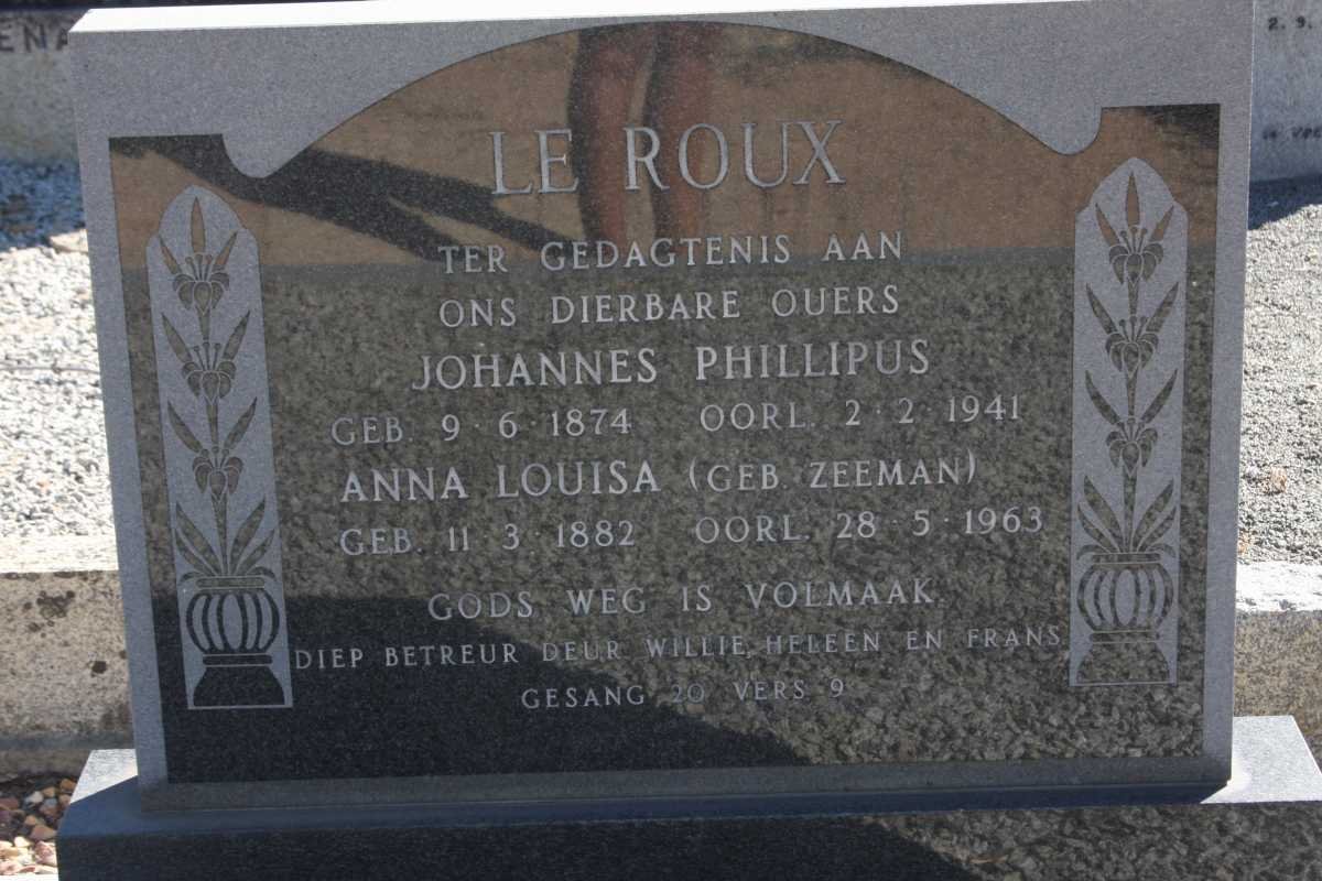 ROUX Johannes Phillipus, le 1874-1941 &amp; Anna Louisa ZEEMAN 1882-1963