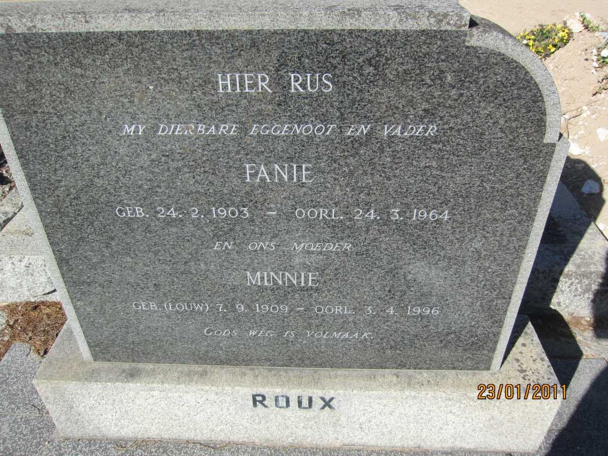 ROUX Fanie 1903-1964 &amp; Minnie 1909-1996