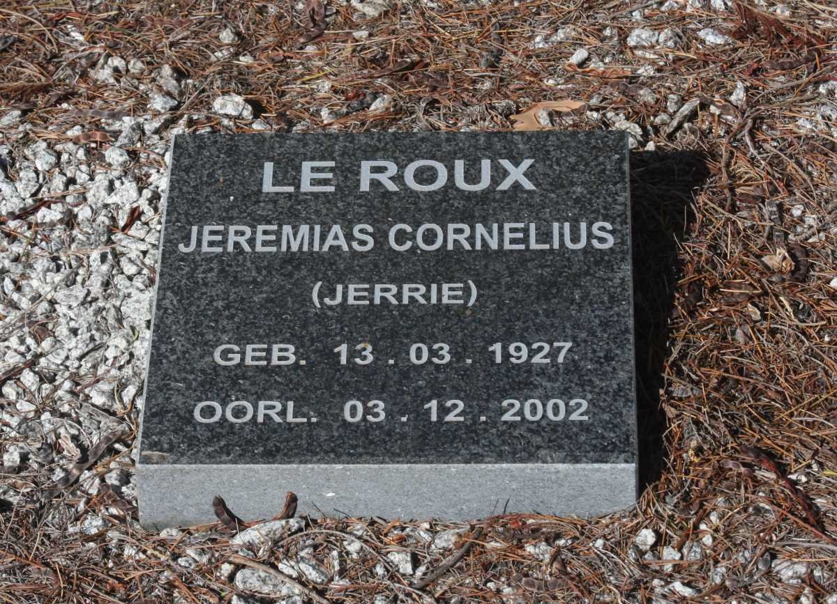 ROUX Jeremia Cornelius, le 1927-2002