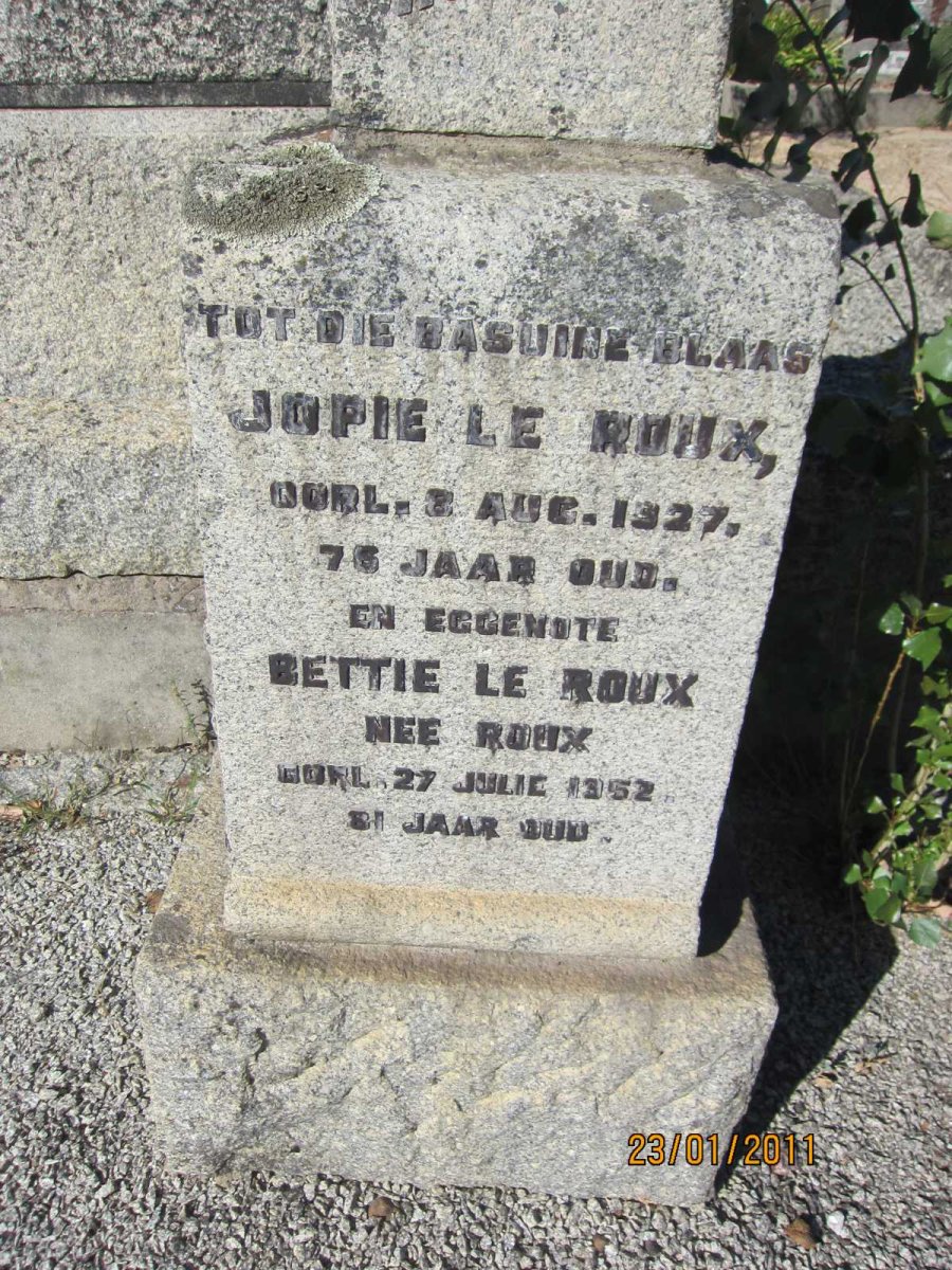 ROUX Jopie, le -1927 &amp; Bettie ROUX -1952