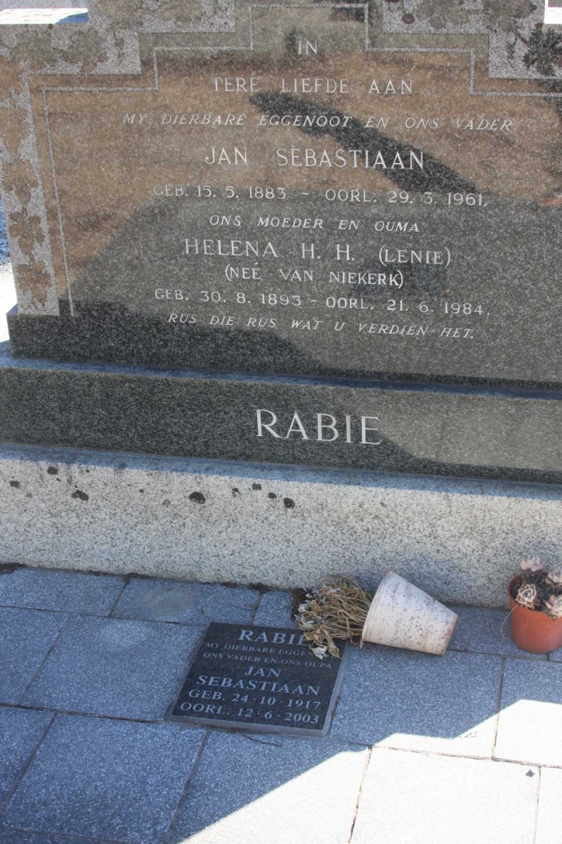 RABIE Jan Sebastiaan 1883-1961 &amp; Helena H.H. VAN NIEKERK 1893-1984 :: RABIE Jan Sebastiaan 1917-2003 