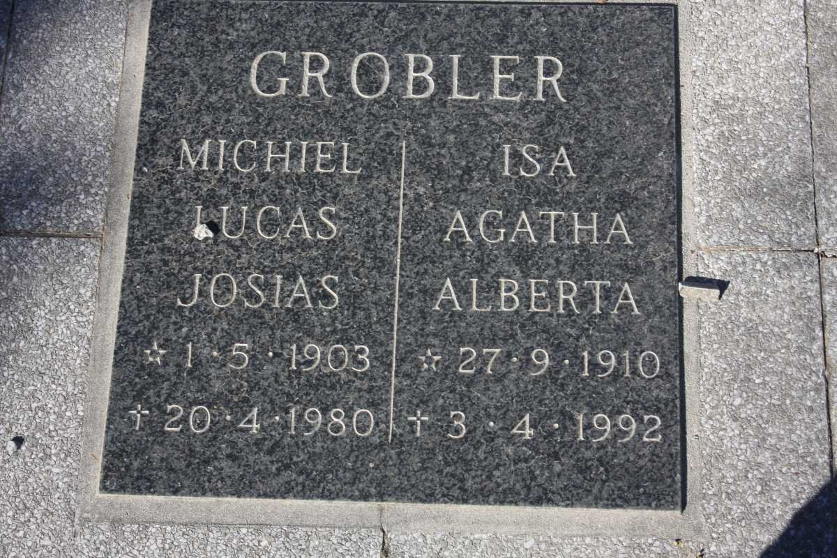GROBLER Michiel Lucas Josias 1903-1980 &amp; Isa Agatha Alberta 1910-1992