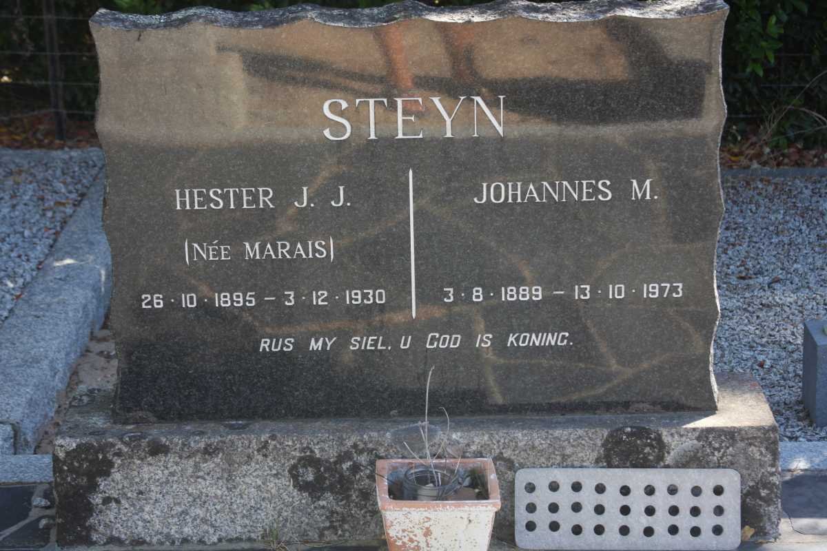 STEYN Johannes M. 1889-1973 &amp; Hester J.J. MARAIS 1895-1930
