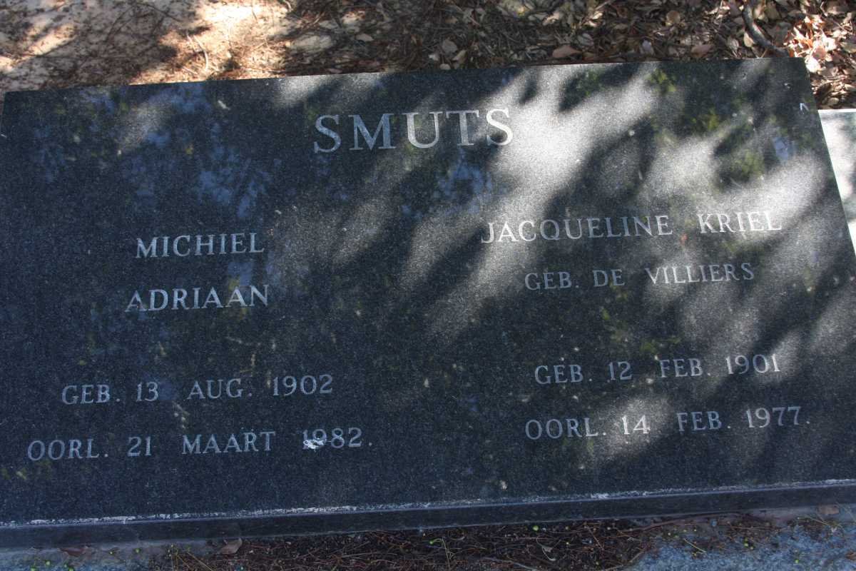 SMUTS Michiel Adriaan 1902-1982 &amp; Jacqueline Kriel DE VILLIERS 1901-1977