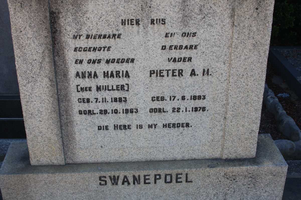 SWANEPOEL Pieter A.M. 1883-1978 &amp; Anna Maria MULLER 1883-1963