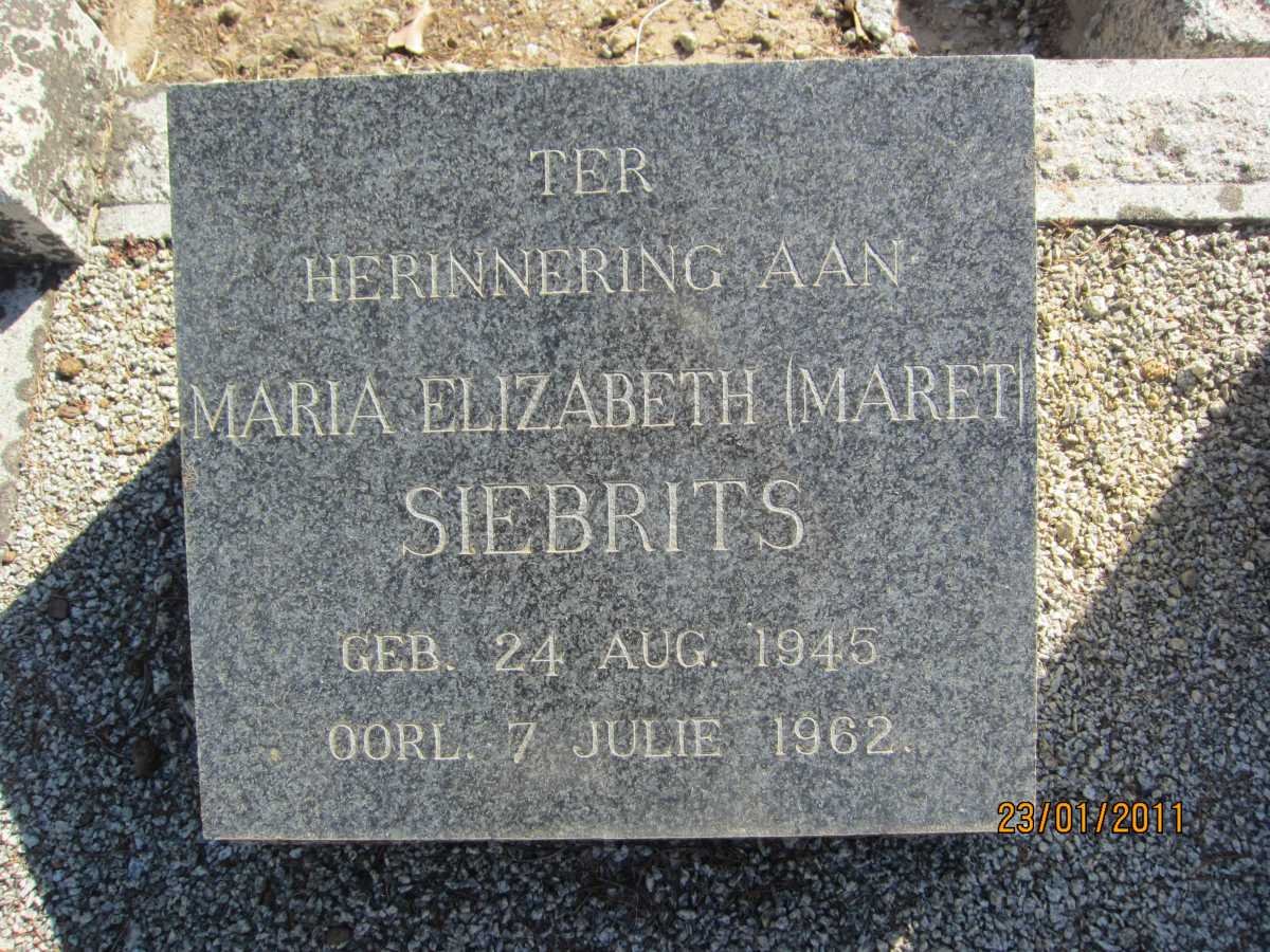SIEBITS Maria Elizabeth 1945-1962