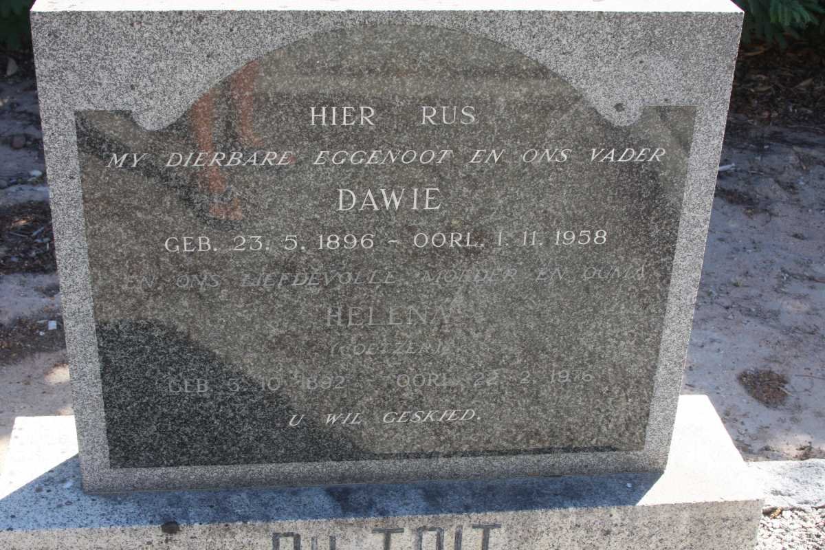 TOIT Dawie, du 1896-1958 &amp; Helena COETZER 1892-1976