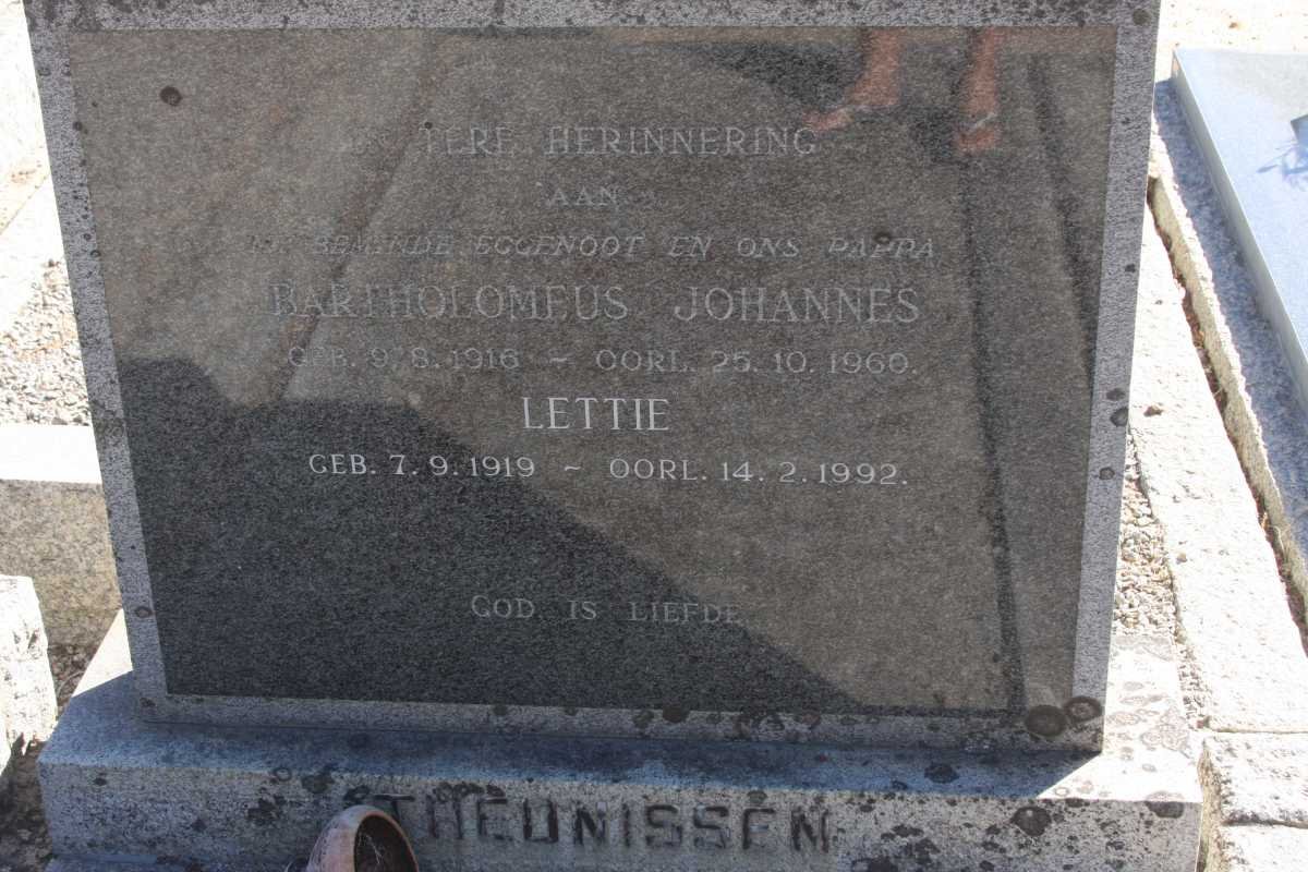 THEUNISSEN Bartholomeus Johannes 1916-1960 &amp; Lettie 1919-1992