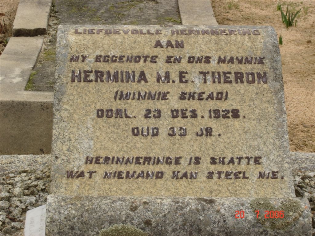 THERON Hermina M.E nee SKEAD -1928