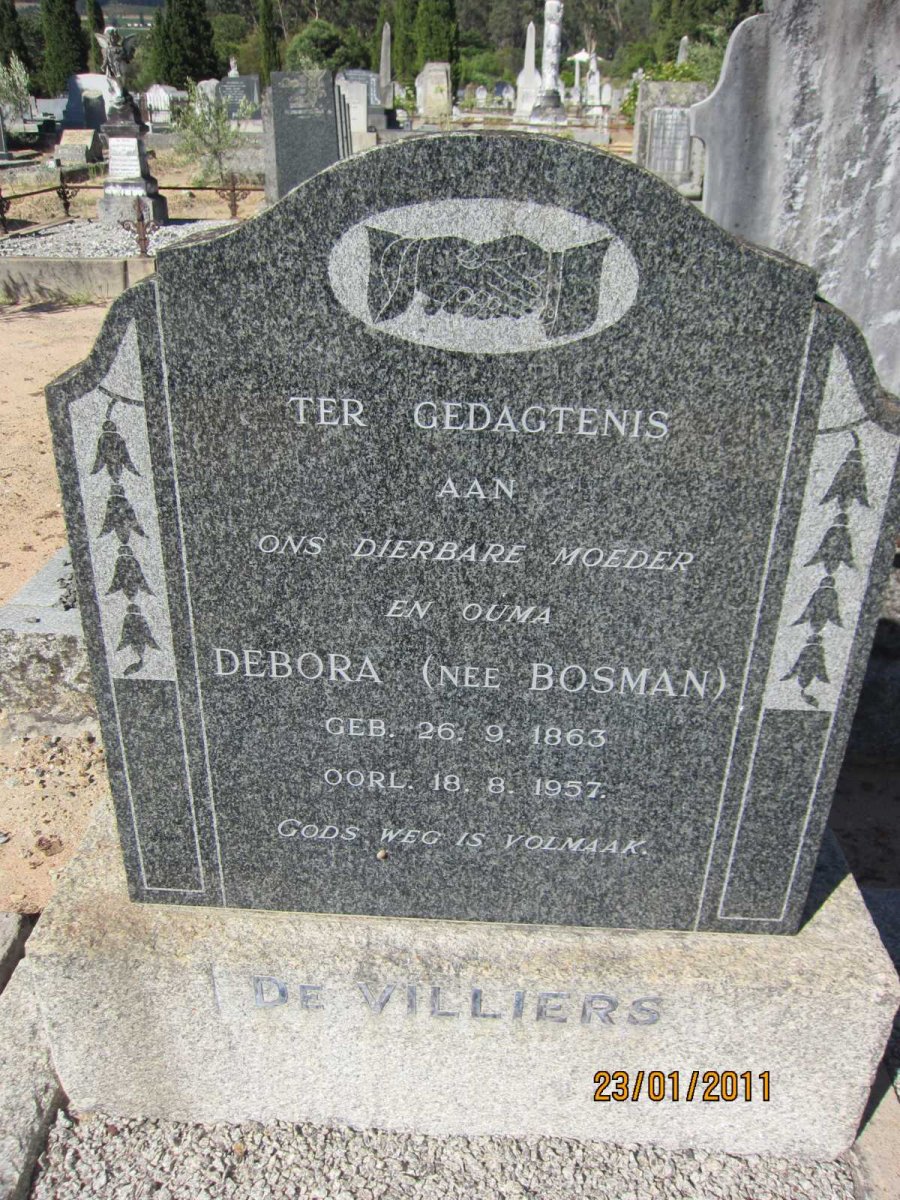 VILLIERS Debora, de nee BOSMAN 1863-1957