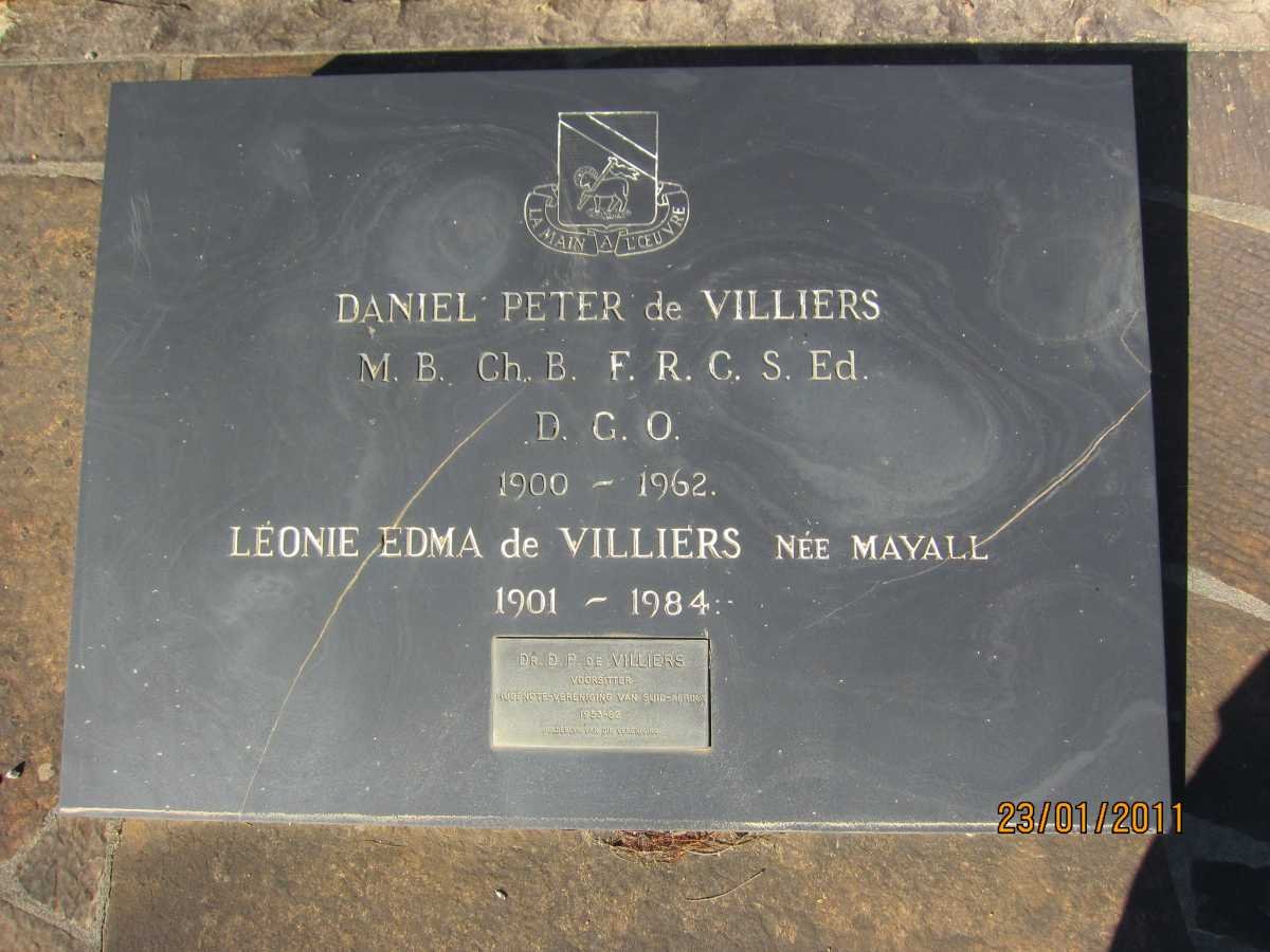 VILLIERS Daniel Peter, de 1900-1962 &amp; Leonie Edma MAYALL 1901-1984