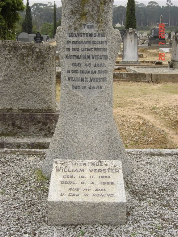 VERSTER William 1823-1959 &amp; Martina M.M. :: VERSTER William K.