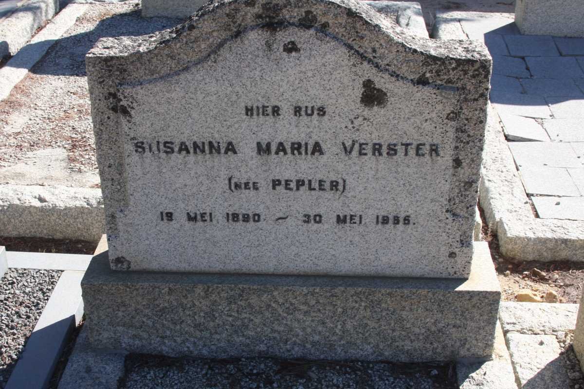 VERSTER Susanna Maria nee PEPLER 1890-1956