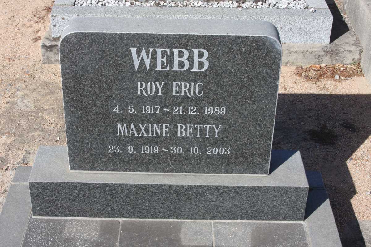 WEBB Roy Eric 1917-1989 &amp; Maxine Betty 1919-2003