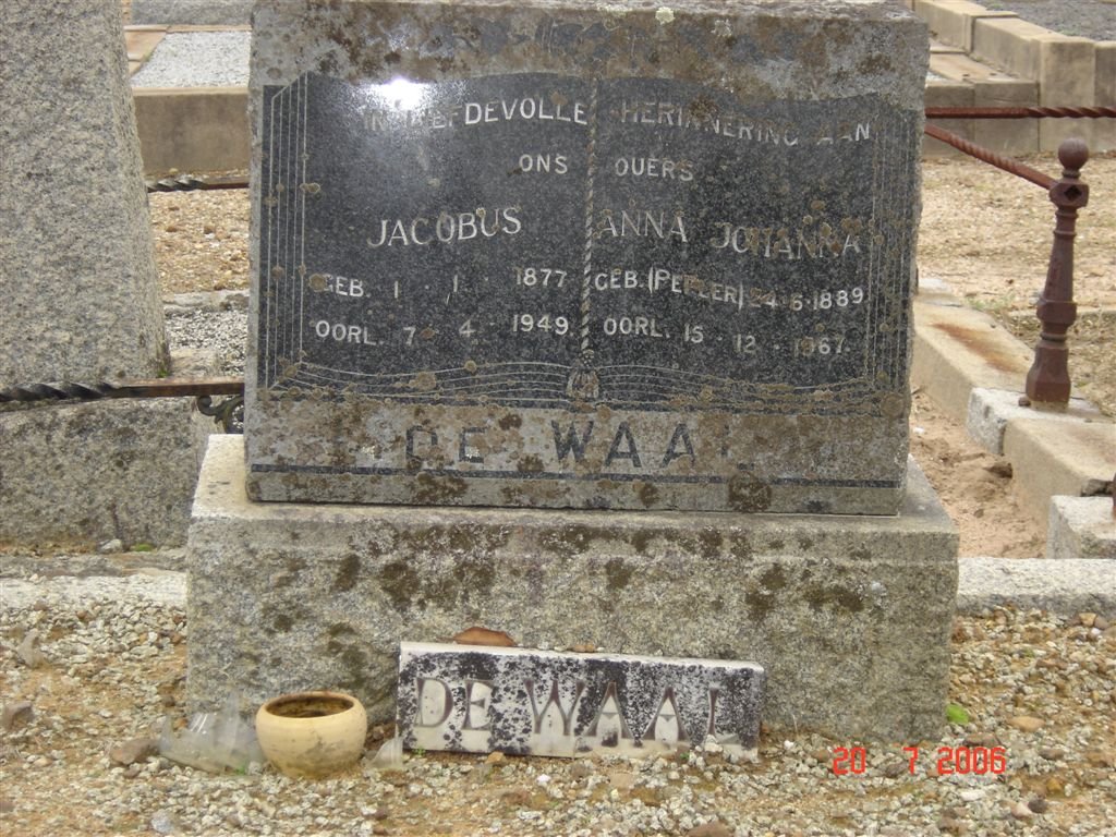 WAAL Jacobus, de 1877-1949  &amp; Anna Johanna PEPLER 1889-1967