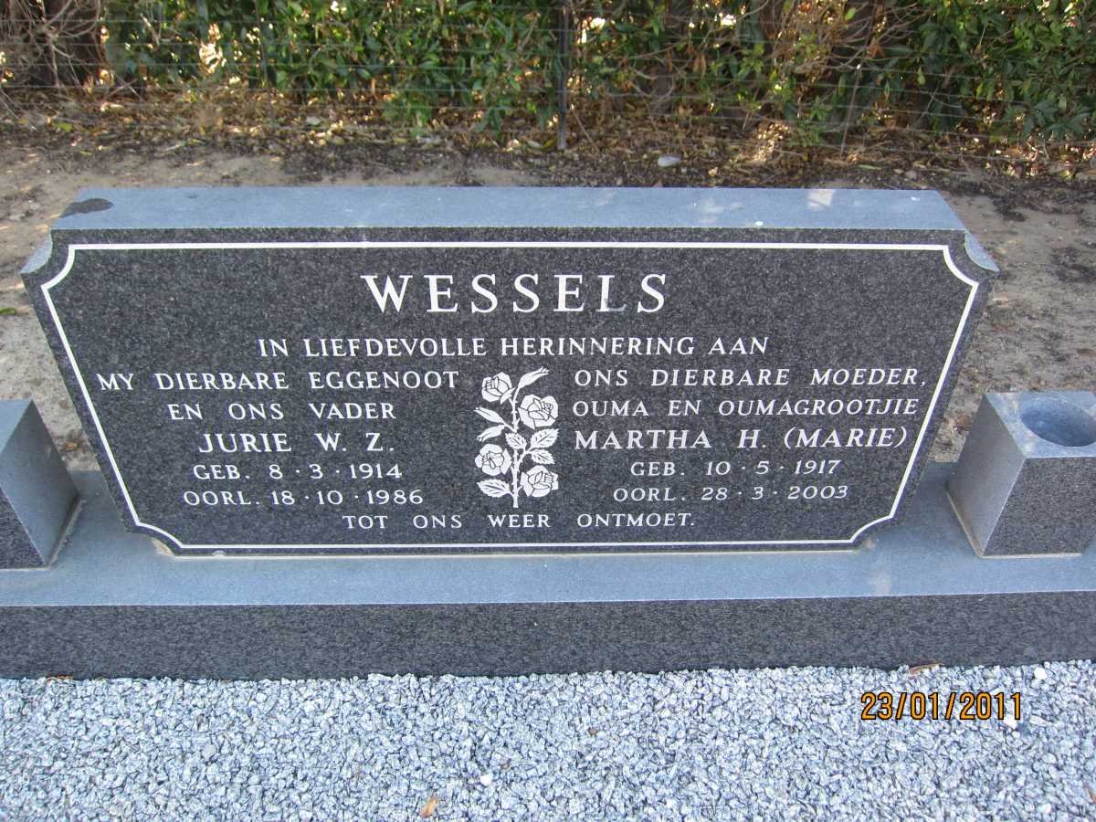 WESSELS Jurie W.Z. 1914-1986 &amp; Martha H. 1917-2003