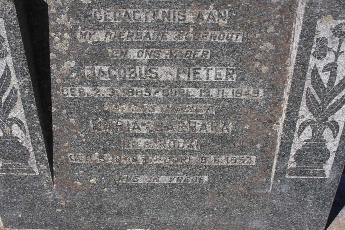 WET Jacobus Pieter, de 1885-1949 &amp; Maria Barbara ROUX 1887-1953