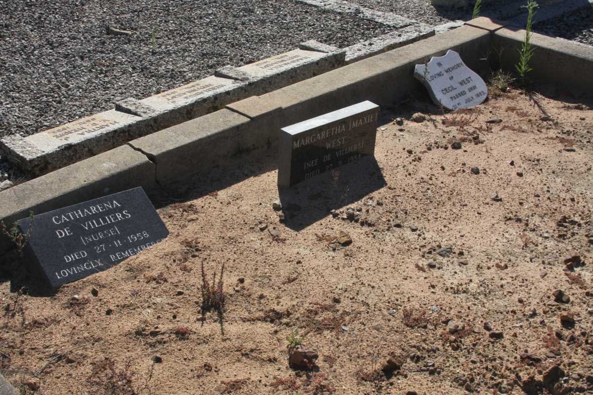 WEST Margaretha nee DE VILLIERS -1984 :: WEST Cecil -1953 :: DE VILLIERS Catharena -1958