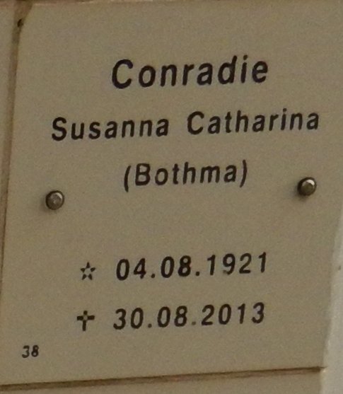 CONRADIE Susanna Catharina nee BOTHMA 1921-2013