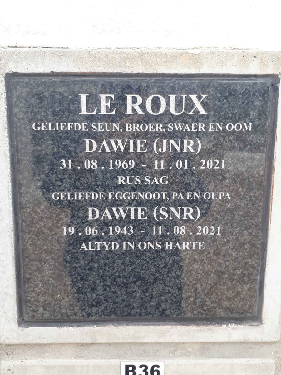 ROUX Dawie, le 1943-2021 :: ROUX Dawie, le 1969-2021