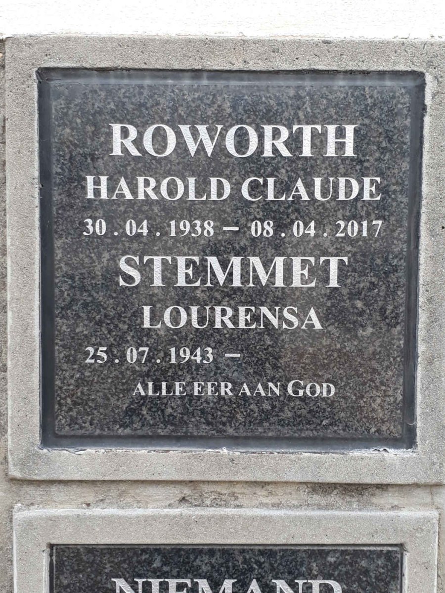 ROWORTH Harold Claude 1938-2017 :: STEMMET Lourensa 1943-