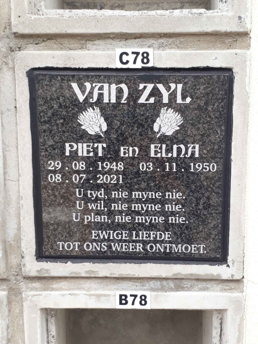 ZYL Piet, van 1948-2021 &amp; Elna 1950-