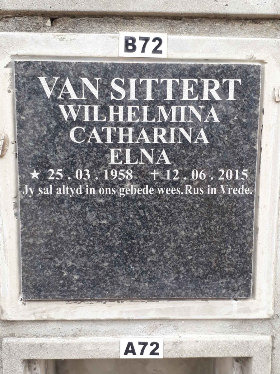 SITTERT Wilhelmina Catharina Elna 1958-2015